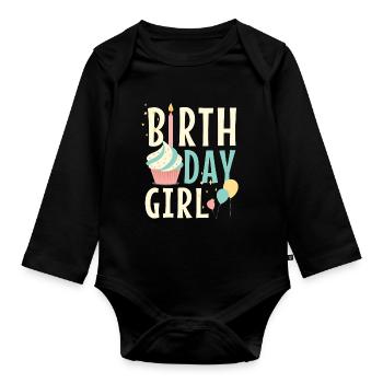 Fille d'anniversaire - Body Bébé bio manches longues - noir - Devant