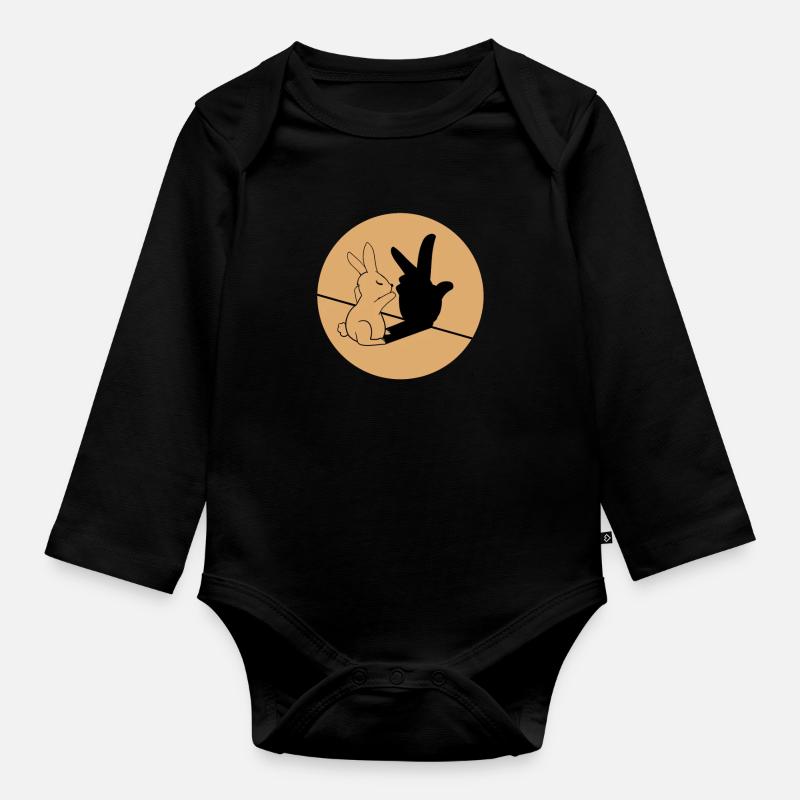 Funny bunny retro easter gift idea - Organic Longsleeve Baby Bodysuit - black