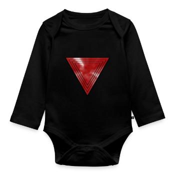 Abstrakte Pyramide in Rot - Baby Bio-Langarm-Body - Schwarz - Vorne
