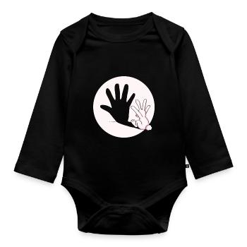 Bunny Rabbit Shadow Hand Easter Gift Idea - Organic Longsleeve Baby Bodysuit - black - Front