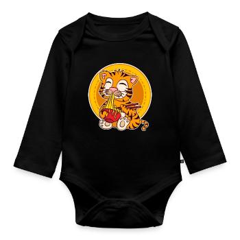 Ramen Life Motivation Tigre Motiv Shirt Ramen Noodle - Body Bébé bio manches longues - noir - Devant