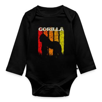 Gorilla - Baby Bio-Langarm-Body - Schwarz - Vorne