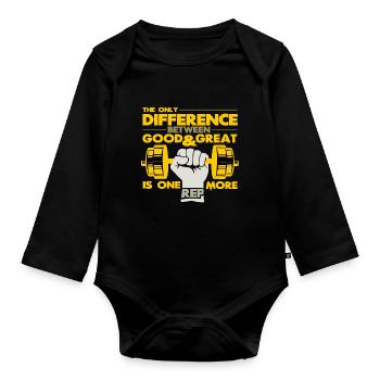 body builder - Organic Longsleeve Baby Bodysuit - black - Front
