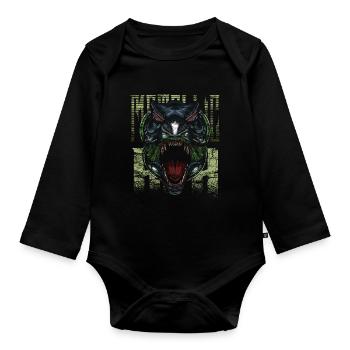 Cyborg Tyrannosaurus Rex Scifi - Body Bébé bio manches longues - noir - Devant