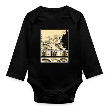 Vintage Ankylosaurus Dino - Organic Longsleeve Baby Bodysuit - black - Front