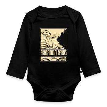Vintage Parasaurolophus Dino - Organic Longsleeve Baby Bodysuit - black - Front