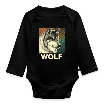 Wolf loups chien animal nature nature bien-être animal cadeau - Body Bébé bio manches longues - noir - Devant