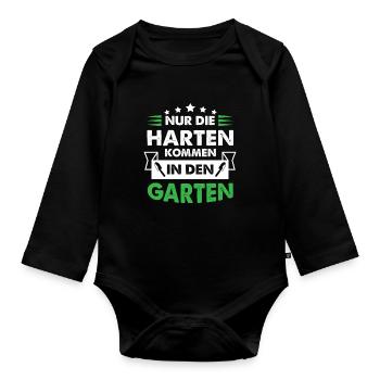 Only the hardest come in the garden gift - Organic Longsleeve Baby Bodysuit - black - Front
