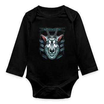 Trendy Mountain Goat Wild Animal Wilderness Goat Modern - Organic Longsleeve Baby Bodysuit - black - Front