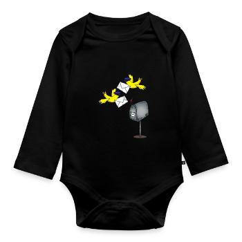 Letter bird as a profession postman gift - Organic Longsleeve Baby Bodysuit - black - Front