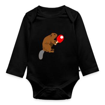 Table tennis racket Beaver rodent gifts - Organic Longsleeve Baby Bodysuit - black - Front
