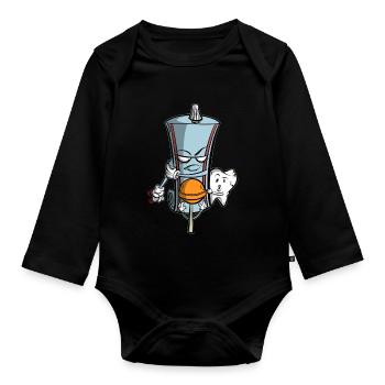 Toothpaste protects tooth from lollipop - Organic Longsleeve Baby Bodysuit - black - Front