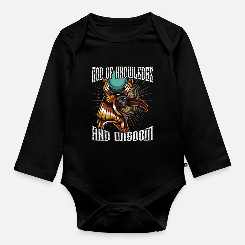 Dieu de la connaissance sagesse Thoth dieu égyptien - Body Bébé bio manches longues - noir