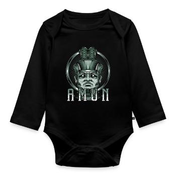 God of the willow Amun Egyptian Egypt deity - Organic Longsleeve Baby Bodysuit - black - Front