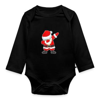 Dabbing Weihnachtsmann Tanz lustig Geschenk Santa - Baby Bio-Langarm-Body - Schwarz - Vorne