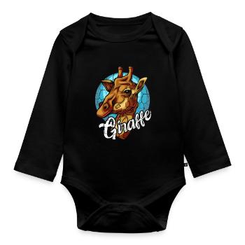 giraffe - Organic Longsleeve Baby Bodysuit - black - Front