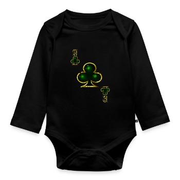 Cross Ace Poker Card Halloween Costume Funny - Organic Longsleeve Baby Bodysuit - black - Front