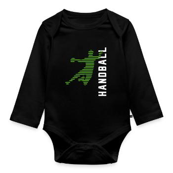 handball - Body Bébé bio manches longues - noir - Devant