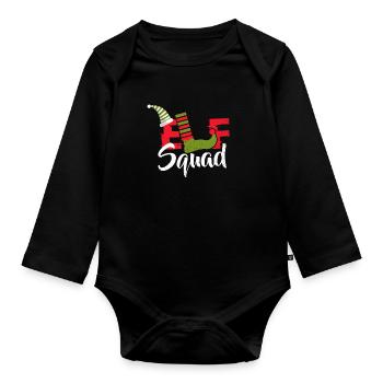 Cadeau de Noël Elf Elf Squad de Noël - Body Bébé bio manches longues - noir - Devant