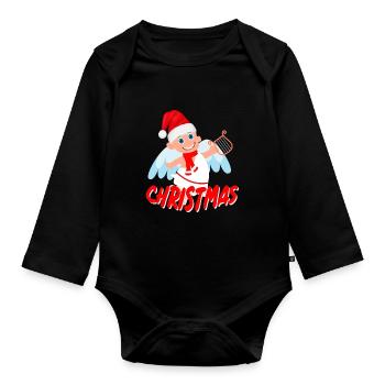 Joyeux Noël ange - Body Bébé bio manches longues - noir - Devant
