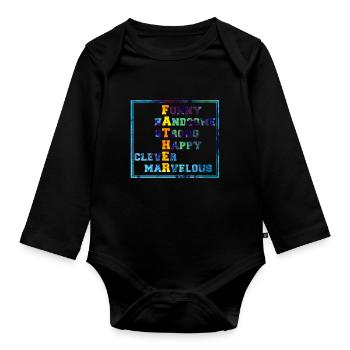 Father's Day - Organic Longsleeve Baby Bodysuit - black - Front