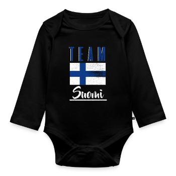 Équipe de la Finlande T-Shirt Cadeau Home Sport - Body Bébé bio manches longues - noir - Devant