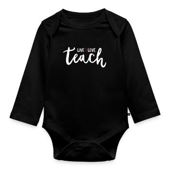Lehrer Geschenk Bildung Schule Sprüche Lehramt - Baby Bio-Langarm-Body - Schwarz - Vorne