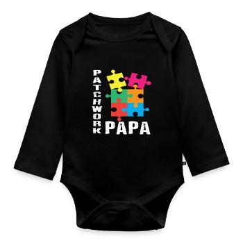 Papa patchwork - Body Bébé bio manches longues - noir - Devant