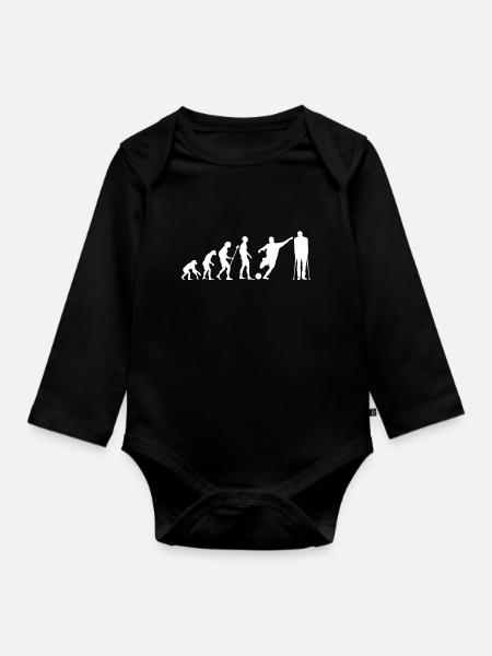 Evolution Fußball gebrochen Verletzung Geschenk - Baby Bio-Langarm-Body - Schwarz