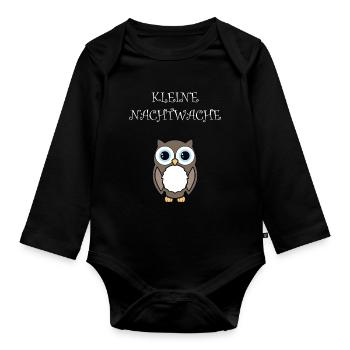 Kleine Nachtwache Süß Eule Baby Kinder Geschenk - Baby Bio-Langarm-Body - Schwarz - Vorne