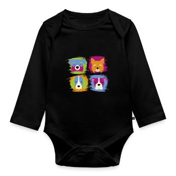 Chien et chien - Body Bébé bio manches longues - noir - Devant