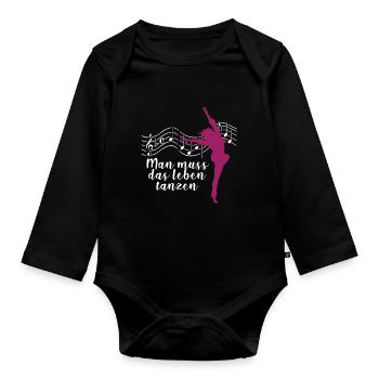 Tanzen Leben Tänzer Musik Geschenk - Baby Bio-Langarm-Body - Schwarz - Vorne
