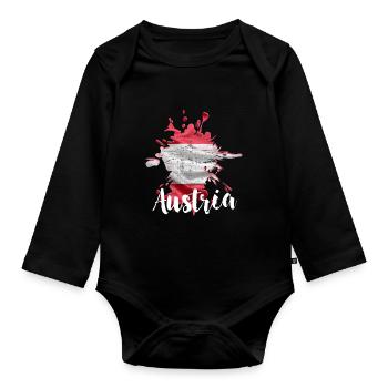 Autriche - Body Bébé bio manches longues - noir - Devant