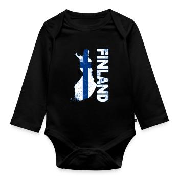 Finland Land und Länder - Baby Bio-Langarm-Body - Schwarz - Vorne