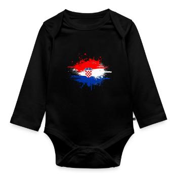 Croatie - Body Bébé bio manches longues - noir - Devant