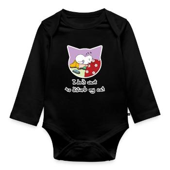 Don't Want To Disturb My Cat - Pet Owner - Organic Longsleeve Baby Bodysuit - black - Front
