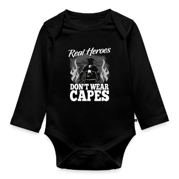 Pompier cadeau - Body Bébé bio manches longues - noir - Devant