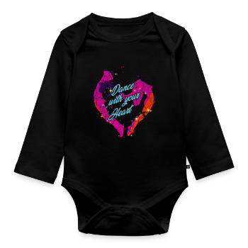 Dance With Your Heart | Dance couple dancing gift - Organic Longsleeve Baby Bodysuit - black - Front