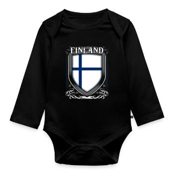 Finnland - Baby Bio-Langarm-Body - Schwarz - Vorne