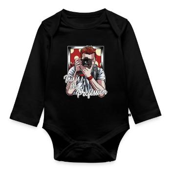taking photos - Organic Longsleeve Baby Bodysuit - black - Front
