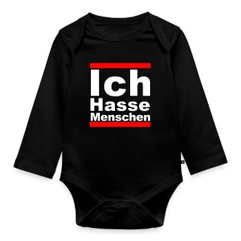 Ich Hasse Menschen - Baby Bio-Langarm-Body - Schwarz - Vorne