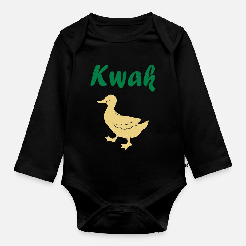 Kwak Duck Duck Duck Gift QuitscheenteDten, D - Body Bébé bio manches longues - noir