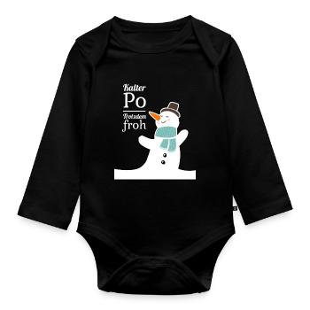 Lustiger Spruch Schneemann Weihnachten Xmas - Baby Bio-Langarm-Body - Schwarz - Vorne