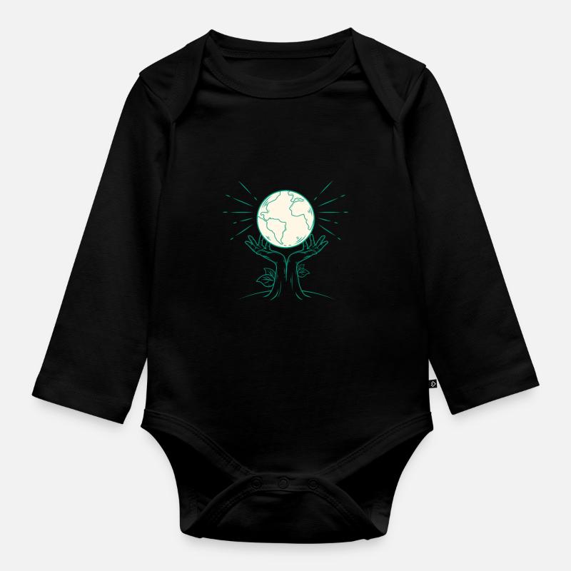 Erde wird vom Lebensbaum in den Himmel gehoben - Baby Bio-Langarm-Body - Schwarz