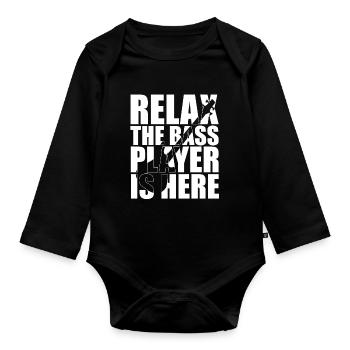 Bass Player Gift RELAX THE BASS PLAYER IS HERE - Body Bébé bio manches longues - noir - Devant
