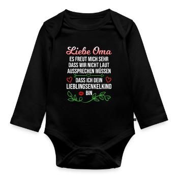 Oma Enkel Spruch Enkelin Lieblingsenkel Geschenk - Baby Bio-Langarm-Body - Schwarz - Vorne