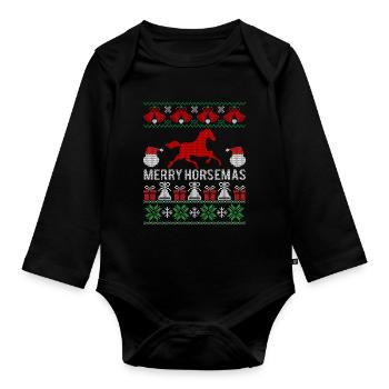 Joyeux Noël chevaux - Body Bébé bio manches longues - noir - Devant