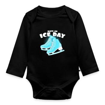 Have An Ice Day | Eiskunstlauf Wortspiel Geschenk - Baby Bio-Langarm-Body - Schwarz - Vorne