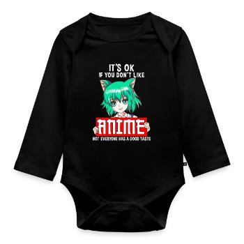 Vous n'aimez pas l'anime pas tout le monde a un bon bouton - Body Bébé bio manches longues - noir - Devant