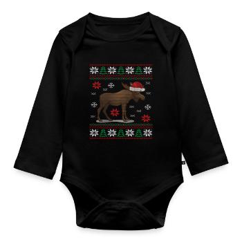 Joyeux Christmoose Noël orignal cerf - Body Bébé bio manches longues - noir - Devant